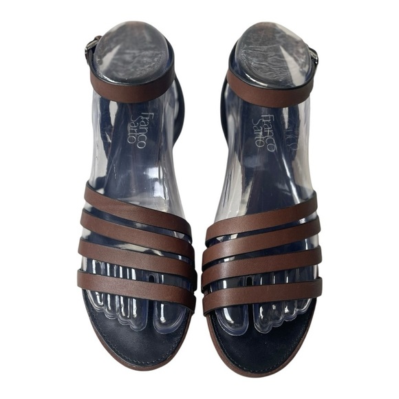 Franco Sarto Women’s Della Brown Leather Wedge Sandals - Picture 2 of 9